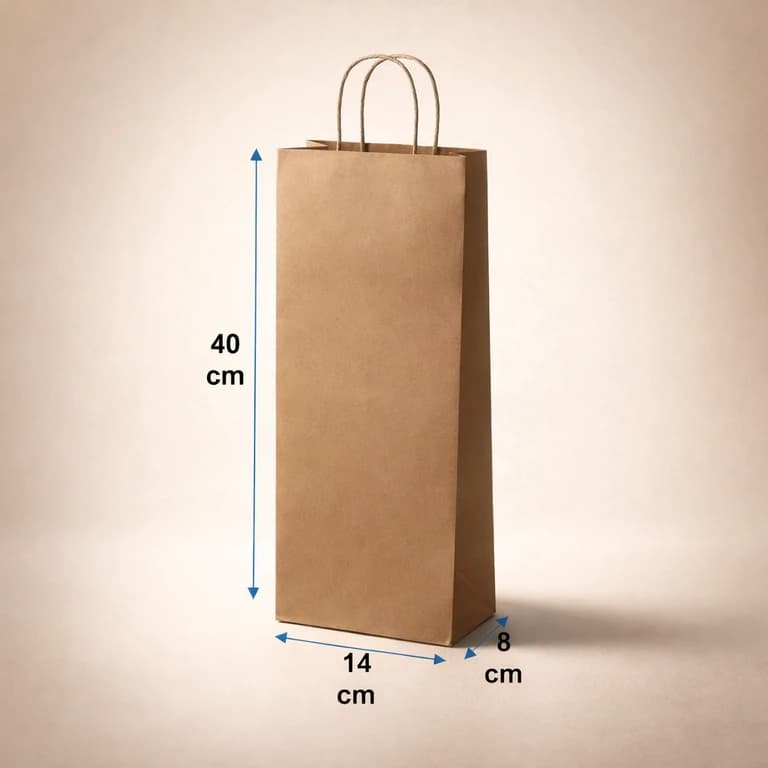 Bolsas de Papel Kraft para Botellas 14 × 40 × 8 cm