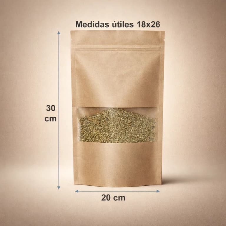 Bolsas Doypack con Cierre (Medida Útil 18 × 26 cm / Total 20 × 30 cm)