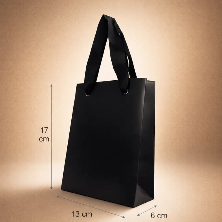 Bolsas de Papel de Lujo Negras 13 × 17 × 6 cm