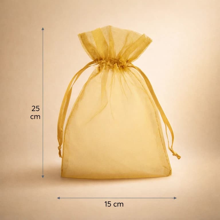 Bolsas de Organza Doradas 15 × 25 cm
