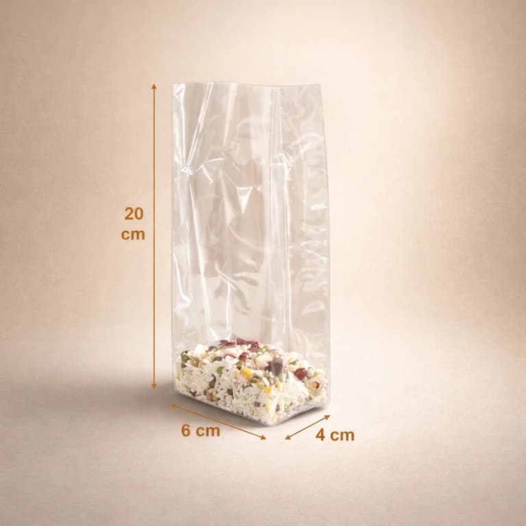 Bolsas de Celofán con Fondo de Cartón 6 × 20 × 4 cm