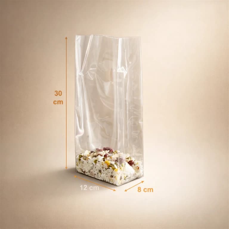 Bolsas de Celofán con Fondo de Cartón 12 × 30 × 8 cm