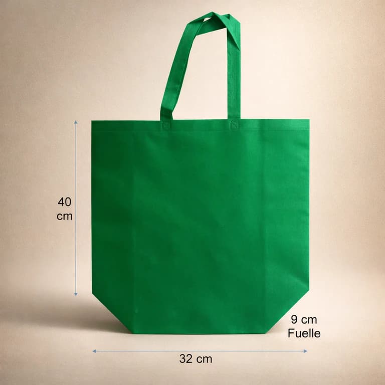 Bolsas Reutilizables de TNT Alta Resistencia 32 × 40 × 9 cm (12 kg máx.) Verde