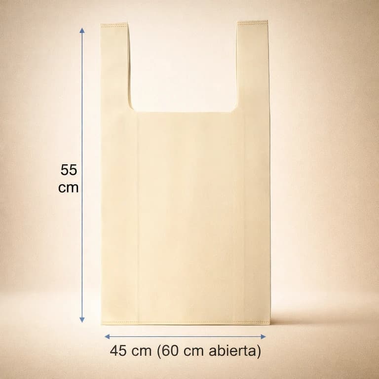 Bolsa TNT Camiseta 45 × 55 cm Crudo (7 kg máx.)